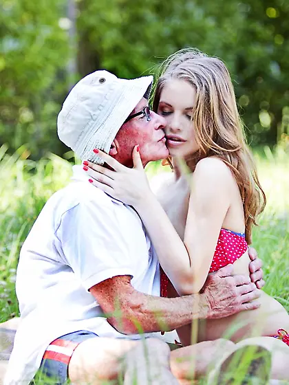 Old guy treats flawless teen to hot standing...