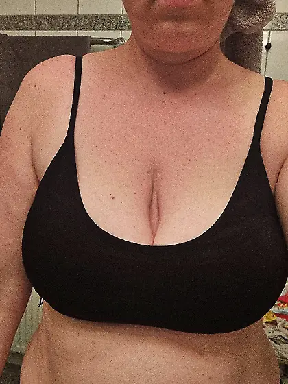 Chubby slut stuffed in sports bra
