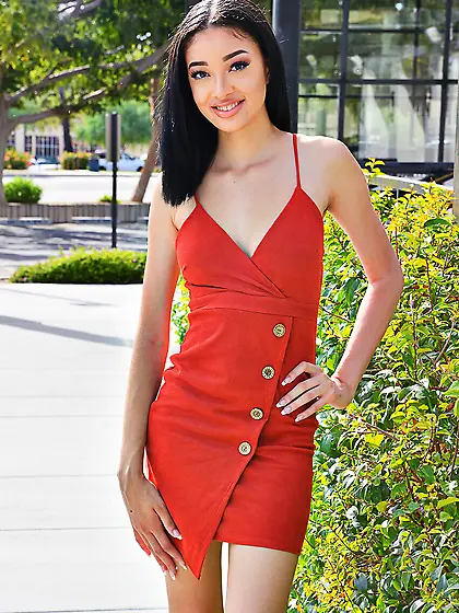 Nasty slut with black eyes don't feel embarrassed to masturbate