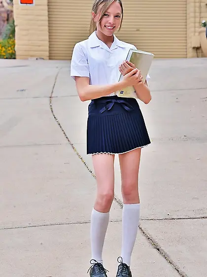 Extremely young schoolgirl home