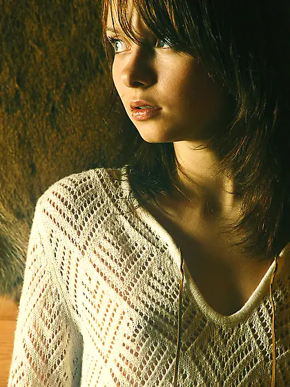 Anna S takes her white underwear in front of the camera and show