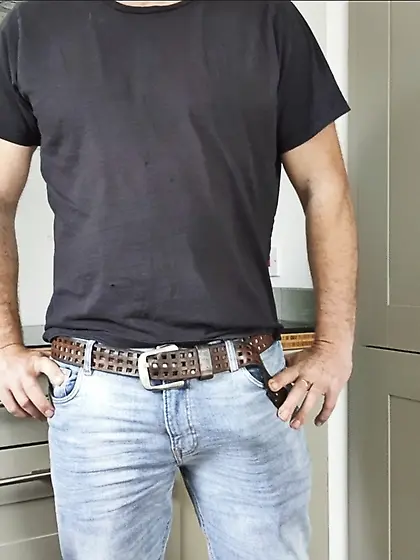 Uk stepdad showing his cock in the kitchen