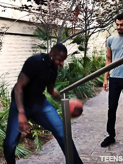 Sporty youngster wedges black cock into her...