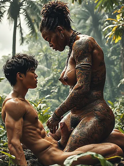 Young Asian Boy ends up with African Warrior