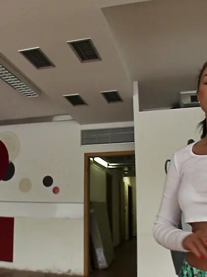 Horny caucasian chick swallowing