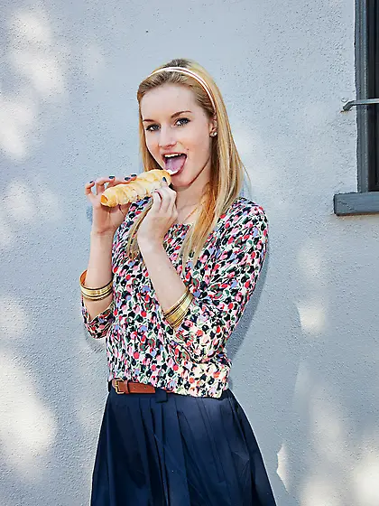 Attractive blonde teeny long