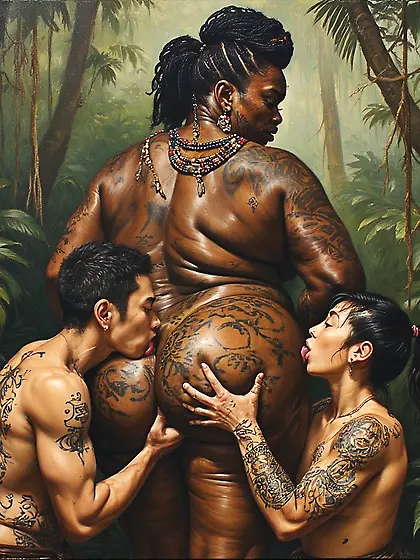 Young Asian Boy ends up with African Warrior