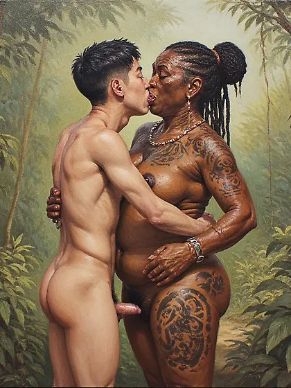 Young Asian Boy ends up with African Warrior