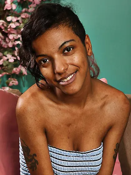 Black sweetie dreams of girls with hairy pussies to conquer the