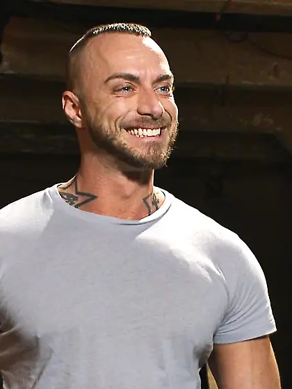 Muscled dude leather mask