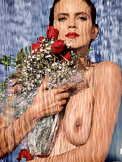 Wild dark haired model