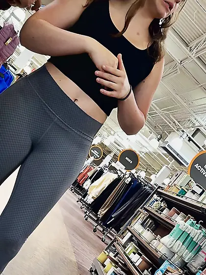 Candid PAWG shopping with mom insane ass and VPL