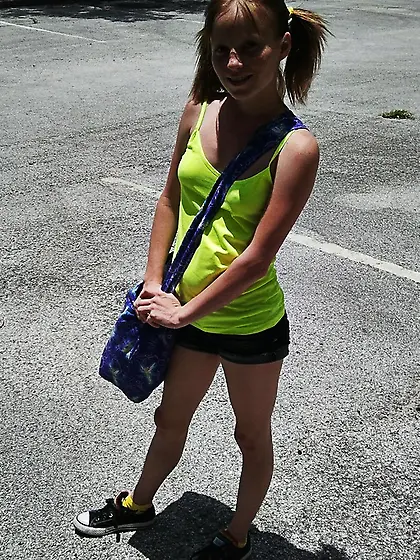 Green top pigtailed teen sucking cock in...