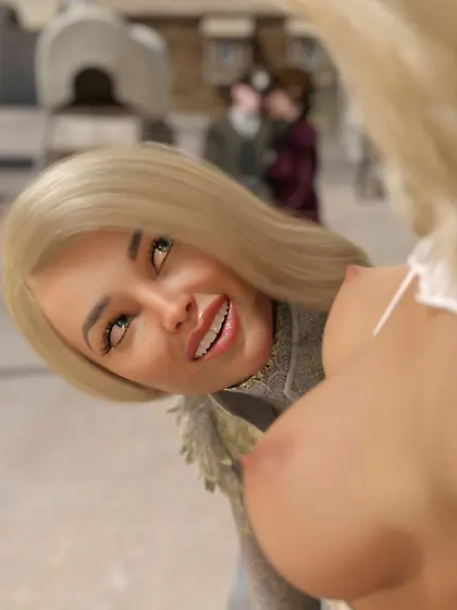 Blonde white slave girl sold at Slave Market