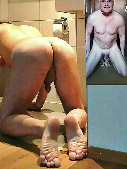 naked toilet slave licks piss and scat from toilet