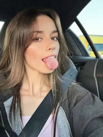 Teen tongue out