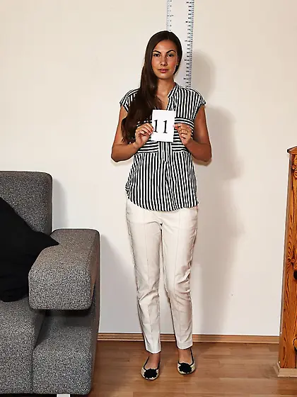 Brunette bimbo Connie Carter is taking off black lingerie and de