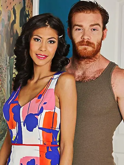 Busty chick sucks girthy cock of the bearded stud and enjoys wil