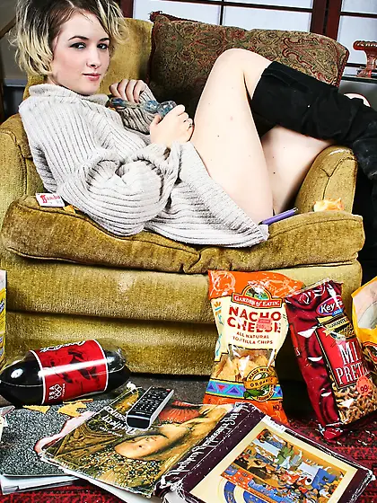 Sexy white girl smokes and shows off her body