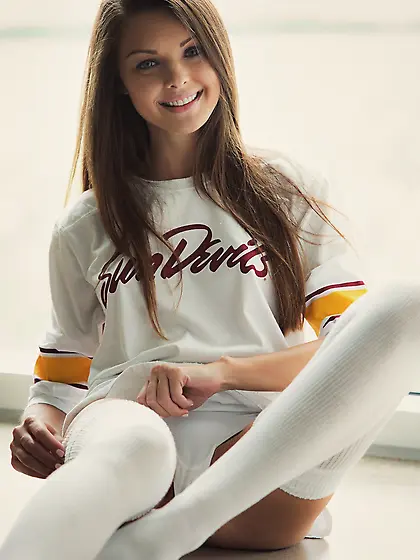 Michelle Jean wears baseball uniform and shows her firm ass