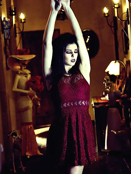 Somewhat scary gallery featuring a dark-haired vampire with a pe