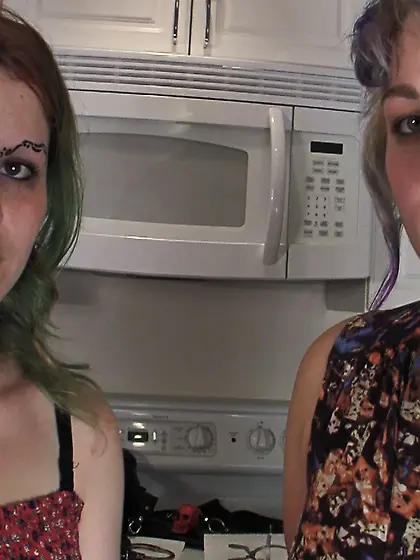 Two sluts playing and drinking their piss