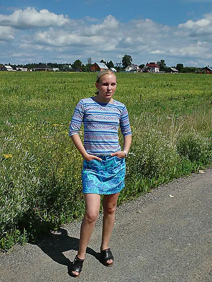 Outdoor pissing on a village road