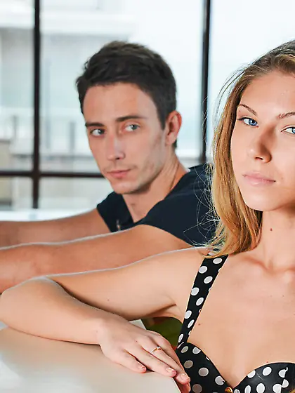 Slipping poke-a-dot top tight