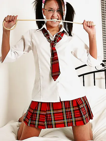 Skinny young woman gets off because of camera filming her gettin