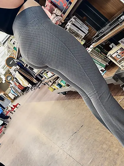 Candid PAWG shopping with mom insane ass and VPL