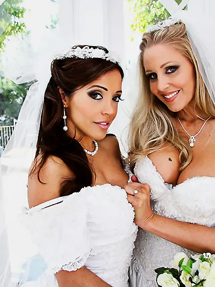Busty brides Francesca Le and Julia Ann escaped from the wedding