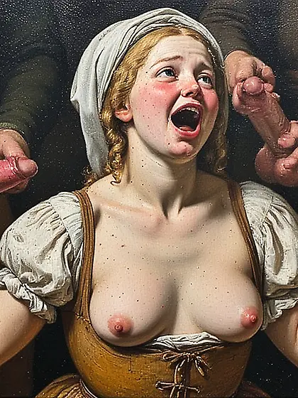 Young slut waitress.  Flemish school