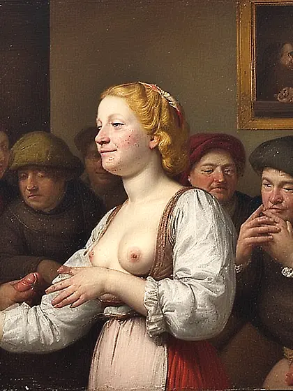 Young slut waitress.  Flemish school