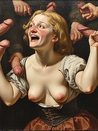 Young slut waitress.  Flemish school