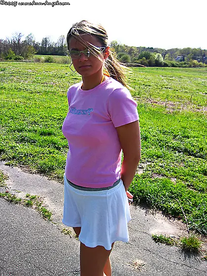 Ann Angel takes her slutty mini skirt off and teases us with her