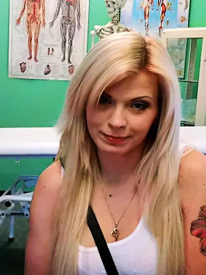 Busty blonde shorts white