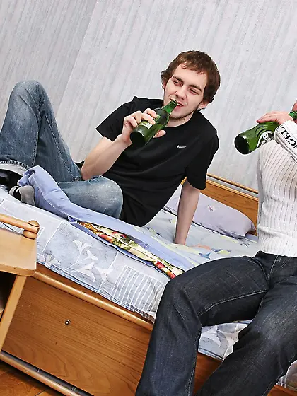 Two boys were drinking