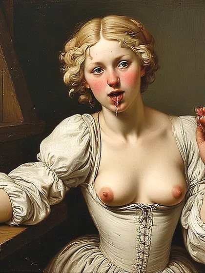 Young slut waitress.  Flemish school