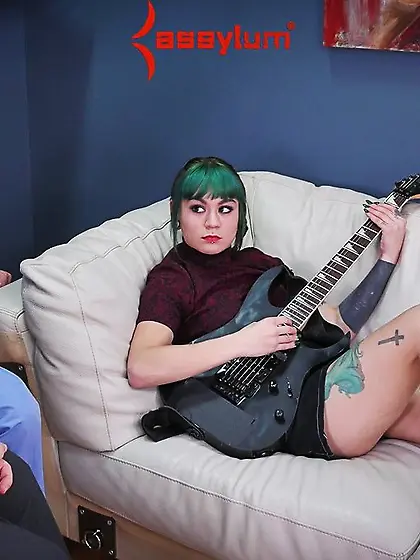 Green hair petite anal