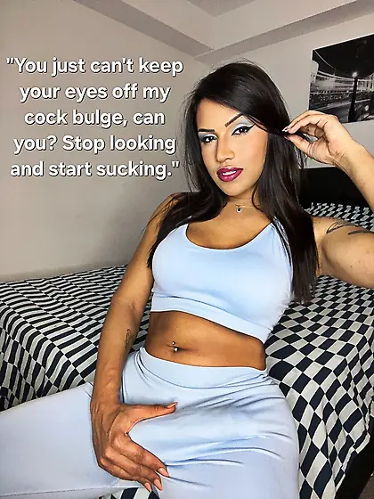 Shemale big cock bulge blowjob caption POV