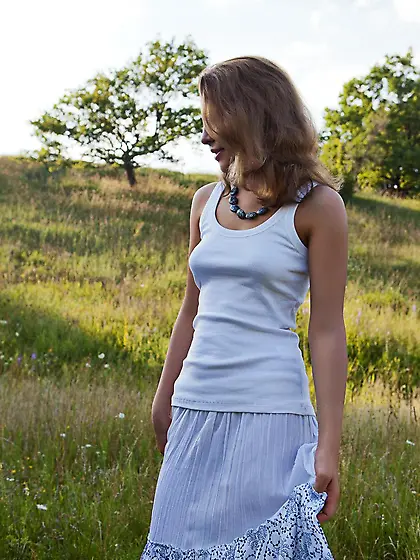 Most beautiful girl in the world Nikia A poses outdoors and remo