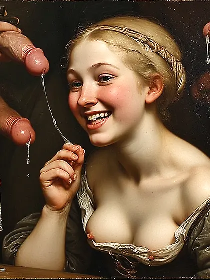 Young slut waitress.  Flemish school