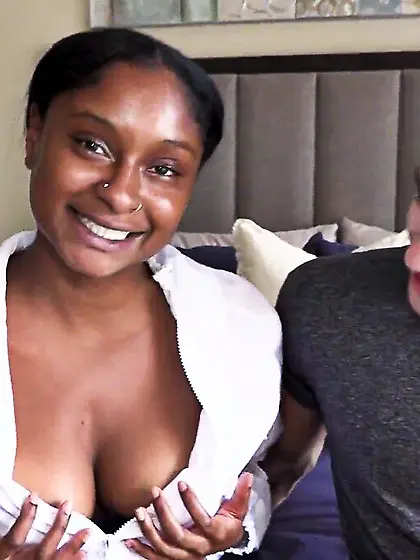 Busty ebony's young twat stiffed with BWC