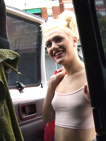 Blonde innocent girl ride