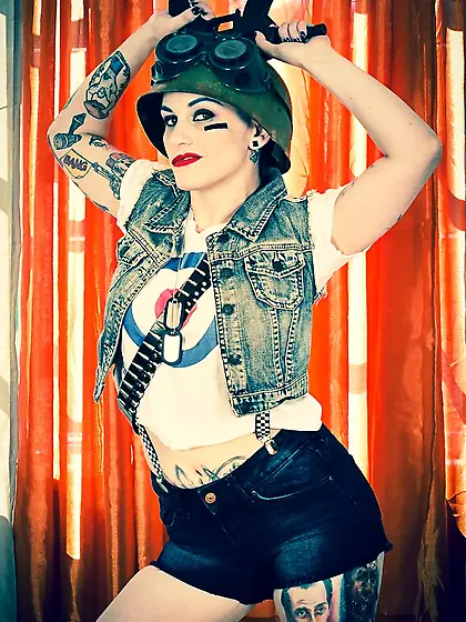 Short haired army chick