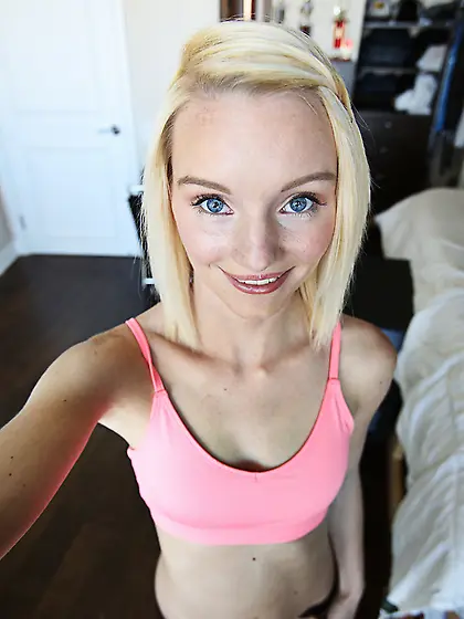 Slim blonde coed beautiful