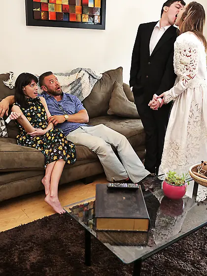 Newlyweds fuck each other in front of their religious family