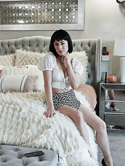 Short-haired MYLF with natural boobs gets fucked with her pantie