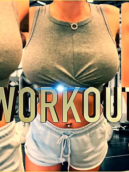 Wifey hits the gym braless workout