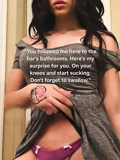 Shemale trans big cock bulge panties blowjob knees